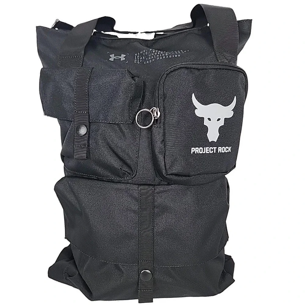 Under Armour x Project Rock Gym Sack Backpack Bag Black/Mod Grey 1381925 001 New